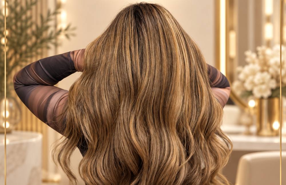 Golden balayage waves by Jenny